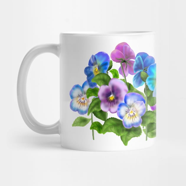 Beautiful Pansy Flowers Violet Viola Tricolor Floral Pattern by sofiartmedia